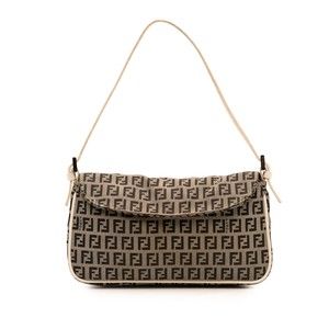 Pre-Loved Fendi Zucchino Canvas Flap Pochette